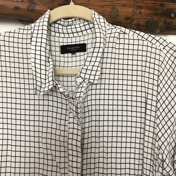 Selected Black and White Check Shirt Dress - Picture 2 of 5